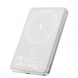 Baterie Externa Wireless BWOO P79, 5000mAh, 20W, PD + FQI, 1 x QI - 1 x USB-C, Gri