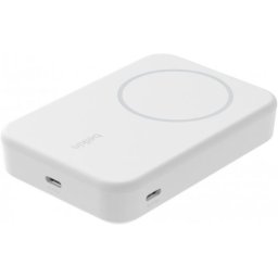 Baterie Externa Wireless Belkin BPD008btWH, BoostCharge Pro with Kickstand, 10000mAh, 15W, FQI, 1 x QI - 1 x USB-C, Alba