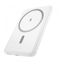 Baterie Externa Wireless Hoco J140A, 5000mAh, 20W, PD + FQI, 1 x QI - 1 x USB-C, Alba