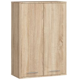 Dulap baie suspendat FIN stejar sonoma – 2 uși și 4 rafturi, 64 × 30 × 94 cm