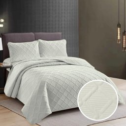CUVERTURĂ PAT UNI + 2 FEȚE DE PERNĂ – IVOIR