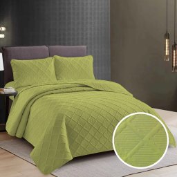 CUVERTURĂ PAT UNI + 2 FEȚE DE PERNĂ – VERDE DESCHIS