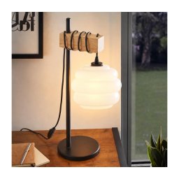 BRILAGI - Lampă de masă WOOD GLASS 1xE27/40W/230V maro/negru/alb