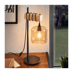 BRILAGI - Lampă de masă WOOD GLASS 1xE27/40W/230V maro/negru/maro fumuriu