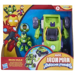 Marvel Iron Man Si Prietenii Sai Uimitori Set Vehicul 2 In 1 Si Figurina Iron Hulk