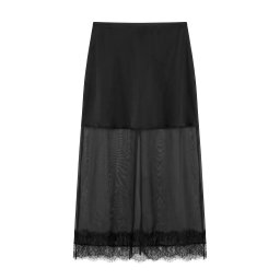 TOPSHOP Fusta Tsdena Organza Lace Hem Maxi 31002114 19-0303 TCX jet black