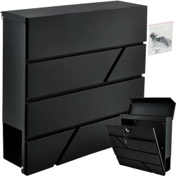 Cutie postala metalica neagra A4 cu 2 chei si suport ziare