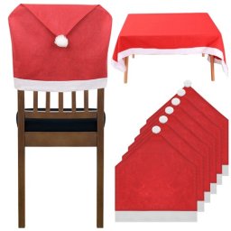 Set 6 huse pentru scaune si fata de masa de Craciun, model Mos Craciun