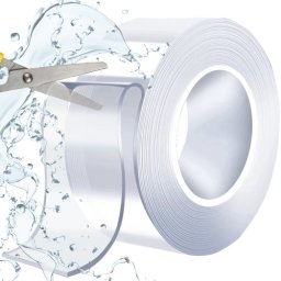 Banda dublu adeziva transparenta 3 m, reutilizabila, autoadeziva