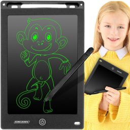 Tableta LCD de scris si desen Kruzzel 8,5 inch, neagra, cu stylus