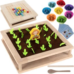 Puzzle din lemn Montessori 2 în 1 Ferma cu joc de memorie Kruzzel