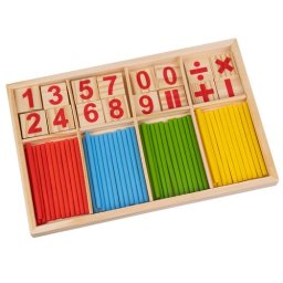 Set educativ din lemn pentru învatarea numararii, 72 piese