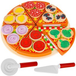 Pizza din lemn pentru copii Kruzzel, set 27 piese cu velcro