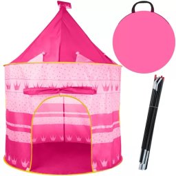 Cort de joaca pentru copii roz tip castel, pliabil, pentru interior si exterior