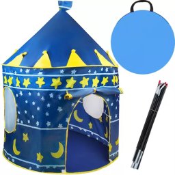 Cort de joaca pentru copii tip castel albastru, pliabil, 135 x 105 cm