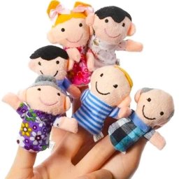 Set 6 marionete de deget din plus, model familie, pentru copii