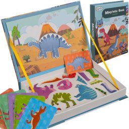 Puzzle magnetic cu dinozauri, 36 piese si 6 carduri model