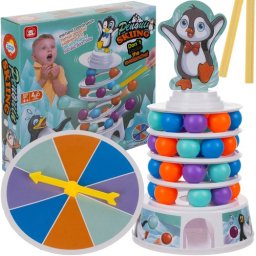 Joc de îndemanare Pinguin pe Turn cu 36 bile colorate Kruzzel