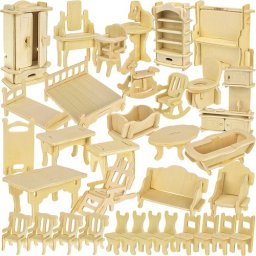Set mobilier din lemn pentru casuta de papusi, 34 piese Kruzzel