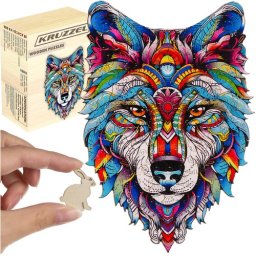 Puzzle din lemn Kruzzel cu model lup, 170 piese colorate