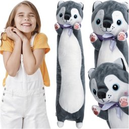 Jucarie de plus Husky XXL 70 cm Kruzzel, perna moale pentru copii