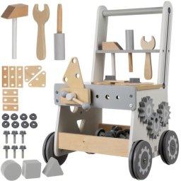 Atelier din lemn 3 în 1 pentru copii cu unelte si carucior Kruzzel