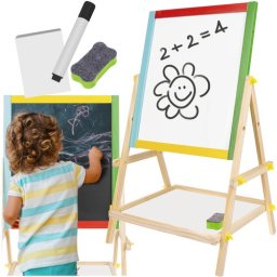 Tabla educativa dubla din lemn pentru copii Kruzzel cu accesorii