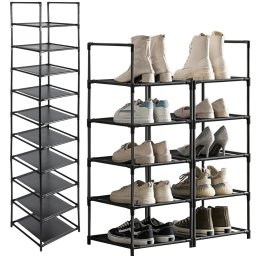 Pantofar modular Ruhhy cu 10 rafturi, organizator încaltaminte negru