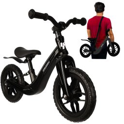 Bicicleta fara pedale Kruzzel neagra, 12 inch, cadru magneziu