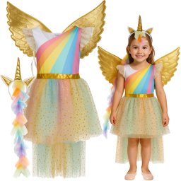 Costum unicorn pentru fete, 3 piese, 122-128 cm, Kruzzel