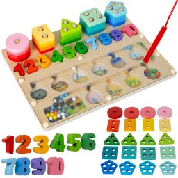 Sorter educativ Montessori din lemn 3 în 1 Kruzzel