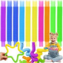 Set 10 tuburi senzoriale flexibile si colorate pentru joaca si relaxare Kruzzel