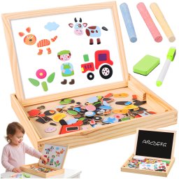 Tabla educativa magnetica 2 în 1 din lemn Kruzzel, 108 piese