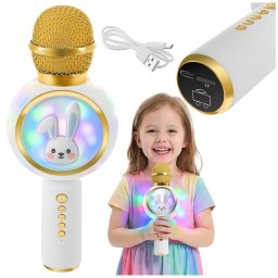 Microfon karaoke wireless pentru copii Izoxis, alb, RGB, Bluetooth 5.1