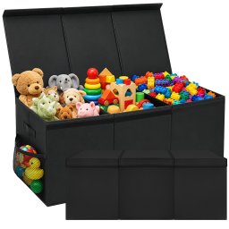 Cutie de depozitare pentru jucarii pliabila 132L, neagra, Kruzzel