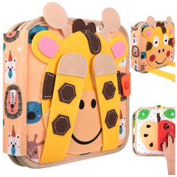 Carte senzoriala Montessori cu activitati, model girafa Kruzzel