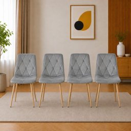 Set 4 scaune Artool Libra pentru bucatarie si living, catifea gri deschis