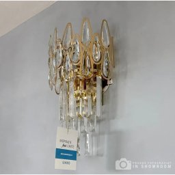 Aplica de perete din cristal Jeannette, 2x E14, auriu lucios, interior
