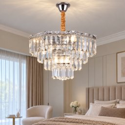 Candelabru din cristal ADAMA Nobile, 5x E14, 40 cm, crom lucios, reglabil