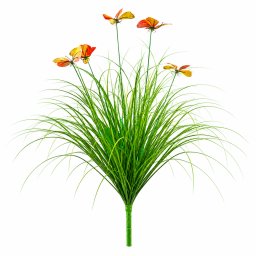 Planta artificiala ornamentala tip fluture, 60 cm, 5 flori rosu-verde