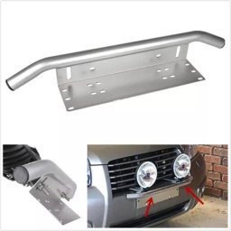Bullbar aluminiu offroad argintiu cu suport numar si proiectoare