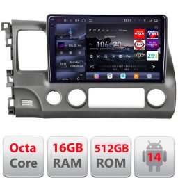 Navigatie Android Honda Civic Sedan 2005-2011 QLED 2K 16GB+512GB 360