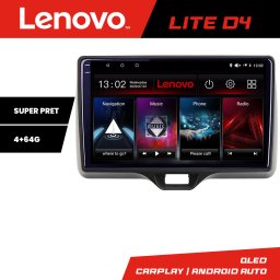 Navigatie Android Toyota Yaris 2020 cu GPS, internet si 4GB+64GB Lenovo