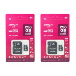 Pachet 2 carduri de memorie microSD PNI 256GB V30 cu adaptor SD