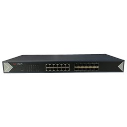 Switch Gigabit Hikvision 24 porturi, 12 RJ45 + 12 SFP, rack 1U
