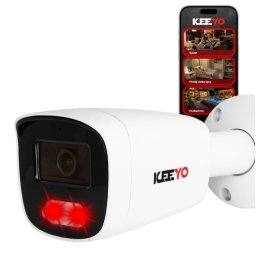 Camera IP KEEYO 8MP 4K cu AI, IR 40 m, microfon, PoE si obiectiv 2.8 mm