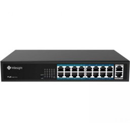 Switch PoE Milesight cu 16 porturi RJ45 si uplink, buget 200W, MS-S0216-GL
