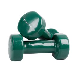 Set gantere vinil 2x3 kg hexagonale verzi pentru fitness si aerobic