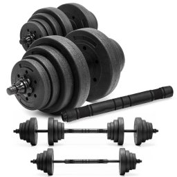 Set gantere ajustabile 40 kg cu bara si 16 discuri, negru