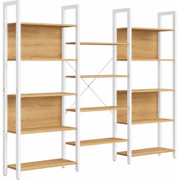 Biblioteca VASAGLE cu 14 rafturi, cadru metalic, stil industrial, 158 cm